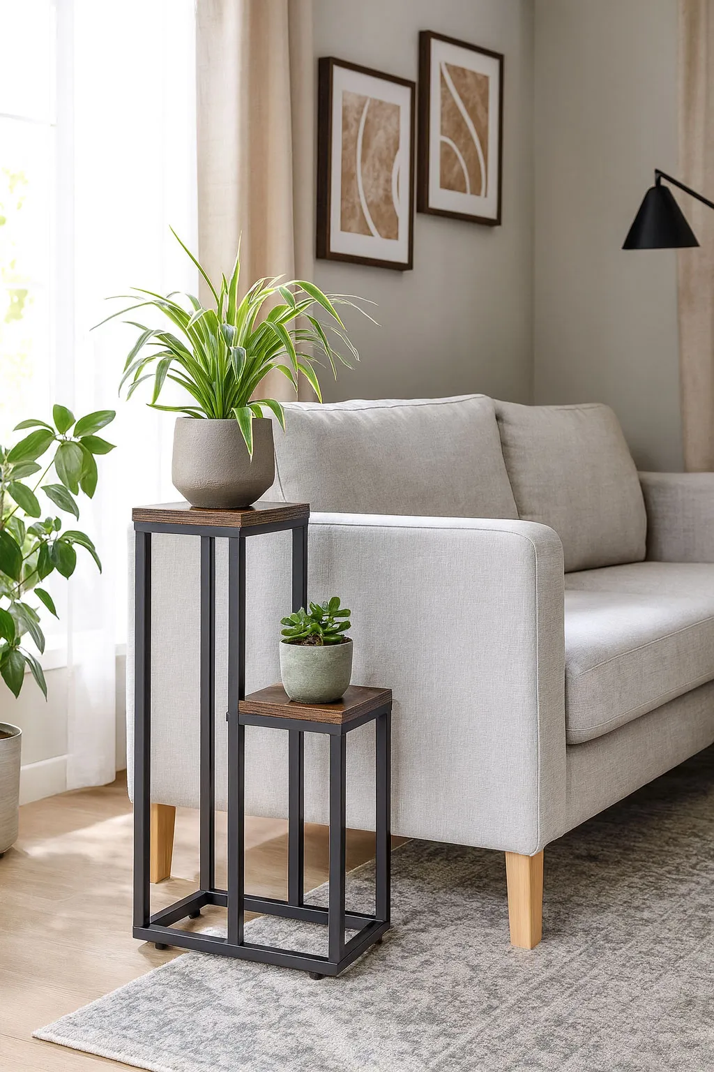 Virágtartó állvány, ModernHome ME-ATS13, fekete – 2. kép Virágtartó állvány, ModernHome ME-ATS13, fekete – 2. kép