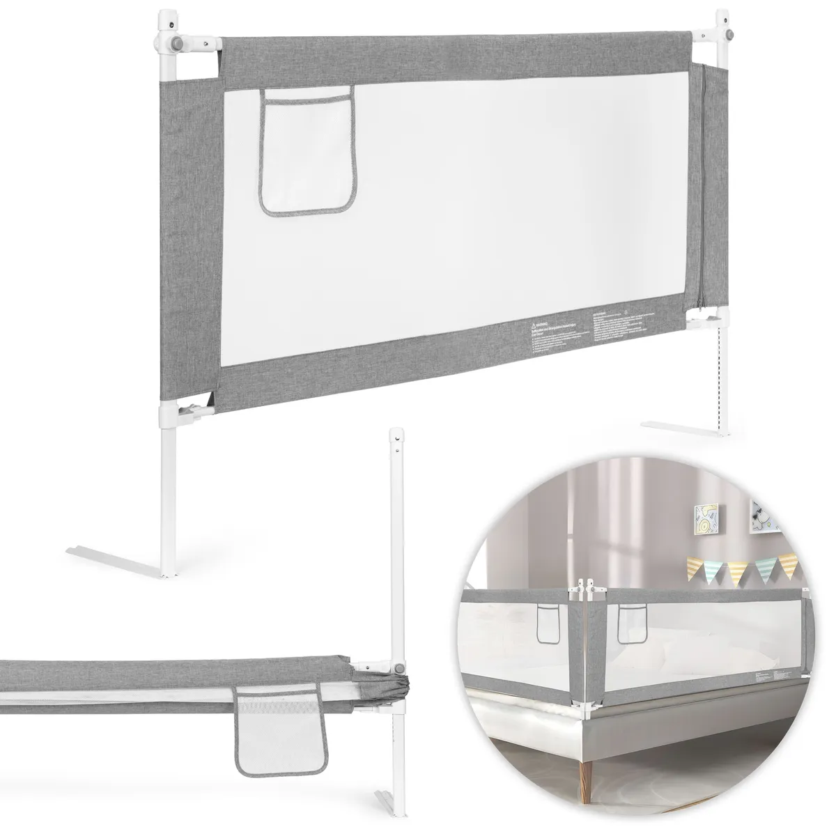Leesésgátló ágykorlát, ECOTOYS SG-030A-GY, szürke/fehér – 1. kép