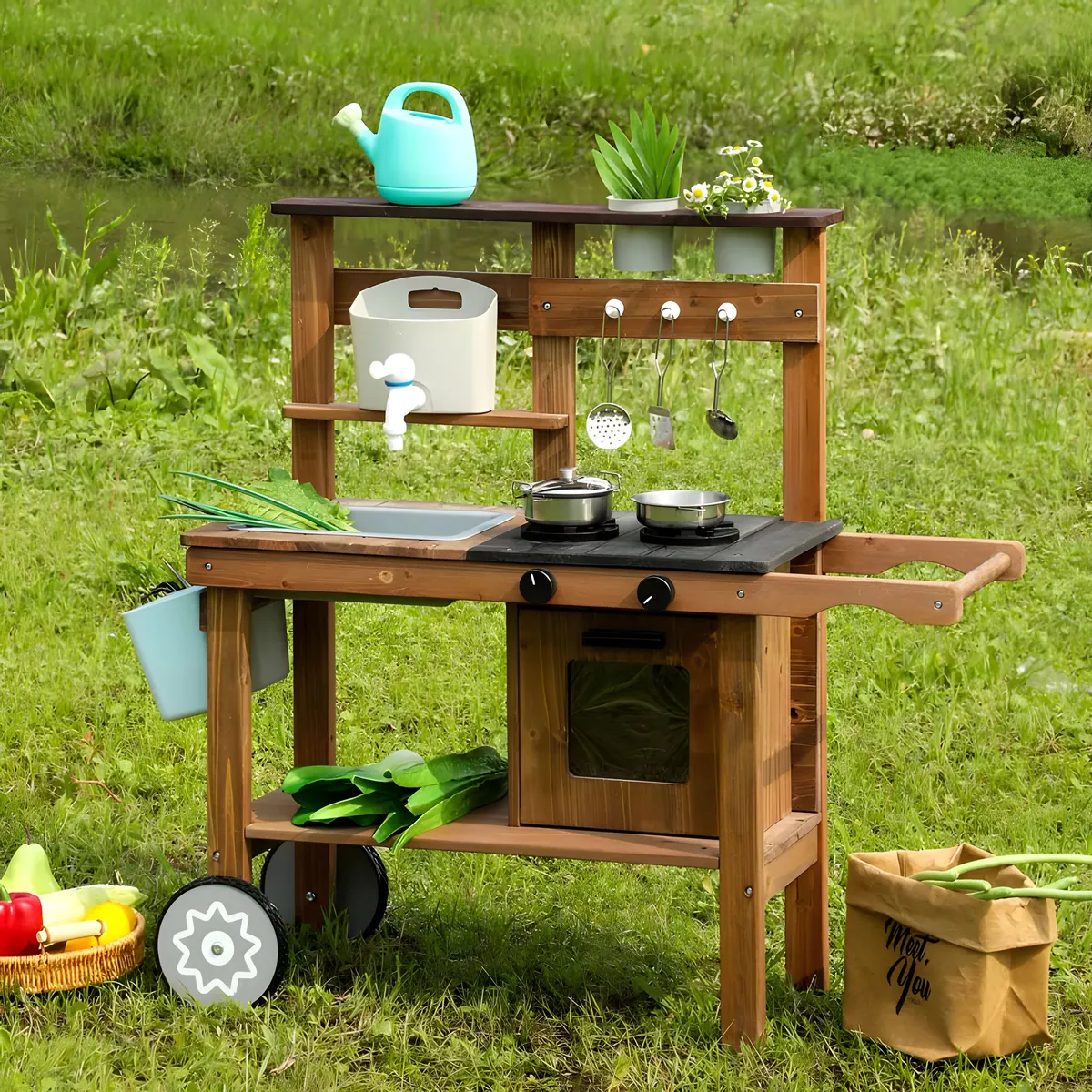 Kültéri játékkonyha, ECOTOYS TL814004, fa – 2. kép Kültéri játékkonyha, ECOTOYS TL814004, fa – 2. kép