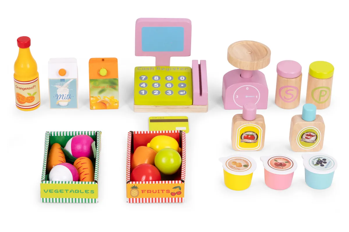 Játék élelmiszerkészlet, ECOTOYS HM328234, fa – 3. kép