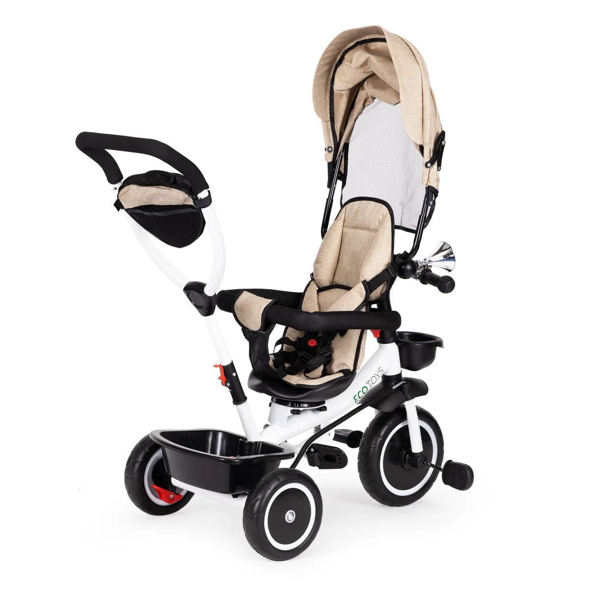 Háromkerekű tricikli, ECOTOYS YM-BT-2, bézs – 3. kép 360°-os forgatható ülés