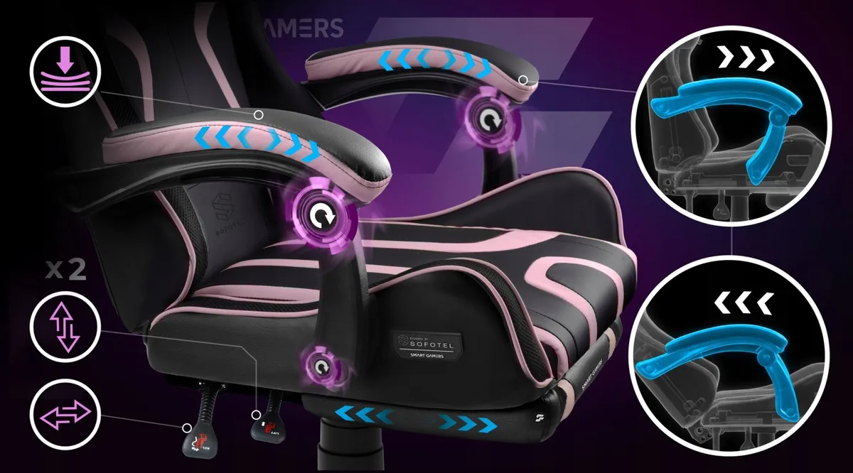 Gamer szék, Sofotel Specter, fekete/rózsaszín – 9. kép Gamer szék, Sofotel Specter, fekete/rózsaszín – 9. kép