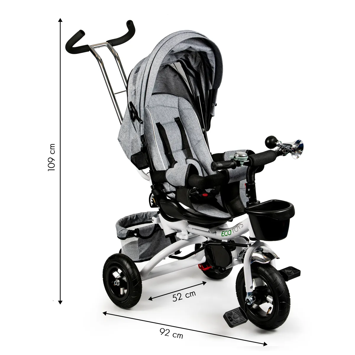 Háromkerekű tricikli, ECOTOYS JM-068-17, szürke – 10. kép Háromkerekű tricikli, ECOTOYS JM-068-17, szürke – 10. kép