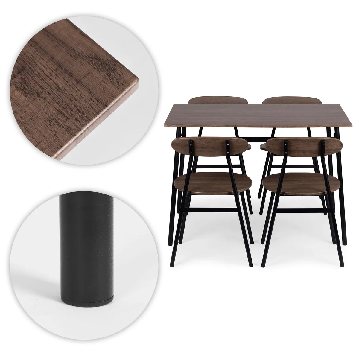 Étkezőasztal 4 székkel, ModernHome Oslo-WD, 110 x 70 cm – 3. kép