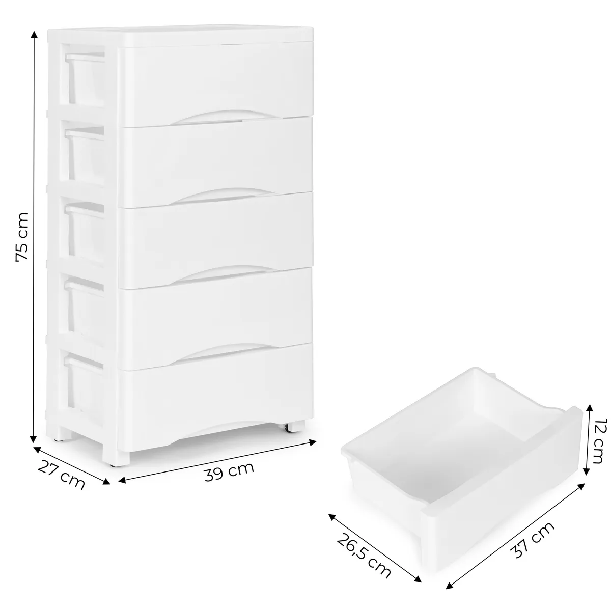Gurulós tároló, ModernHome PJJCBS0024-05B, fehér – 5. kép