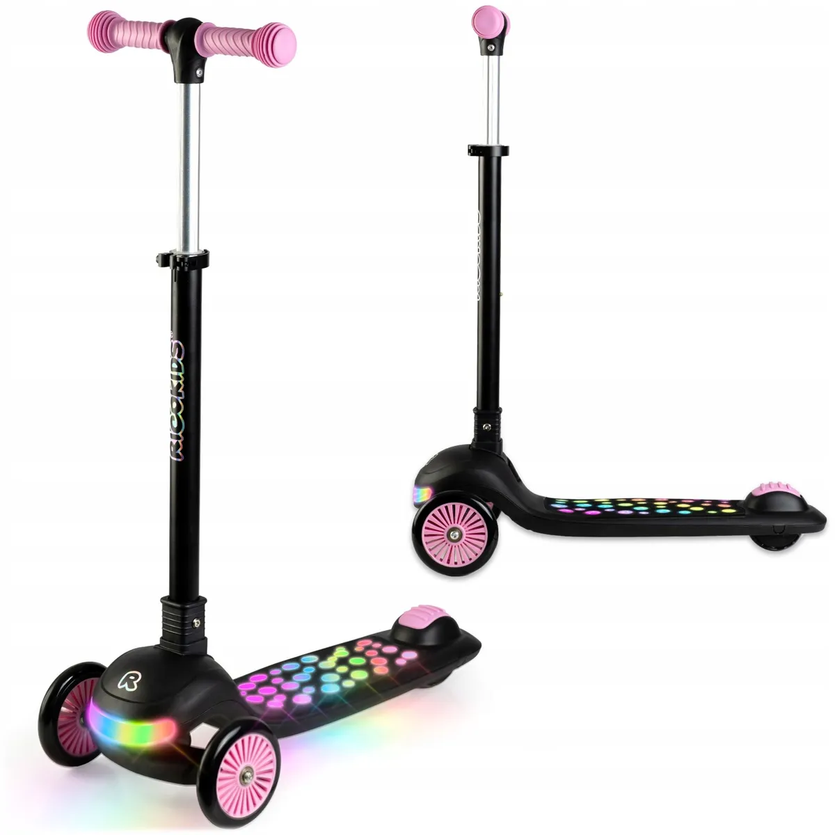 Háromkerekű roller, Ricokids Glowi, fekete/rózsaszín – 11. kép