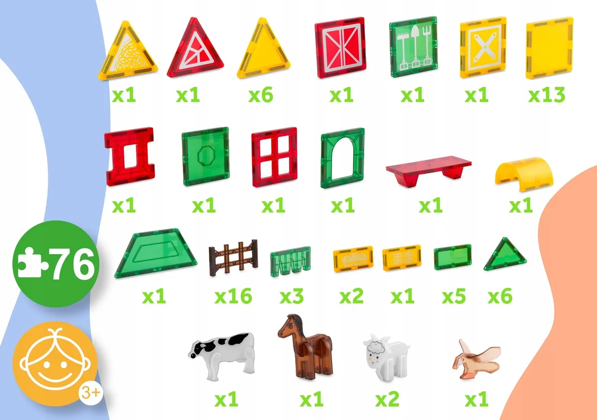 Mágneses játékkészlet, Ricokids RK-781, 76 db – 6. kép