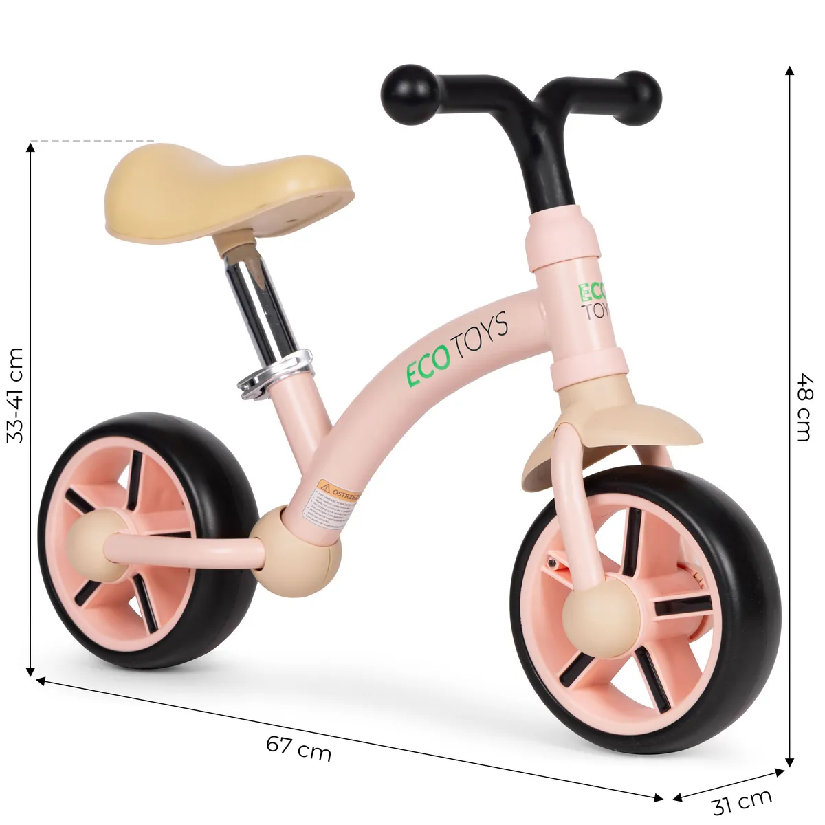Kétkerekű futóbicikli, ECOTOYS LC-V1252, rózsaszín – 5. kép