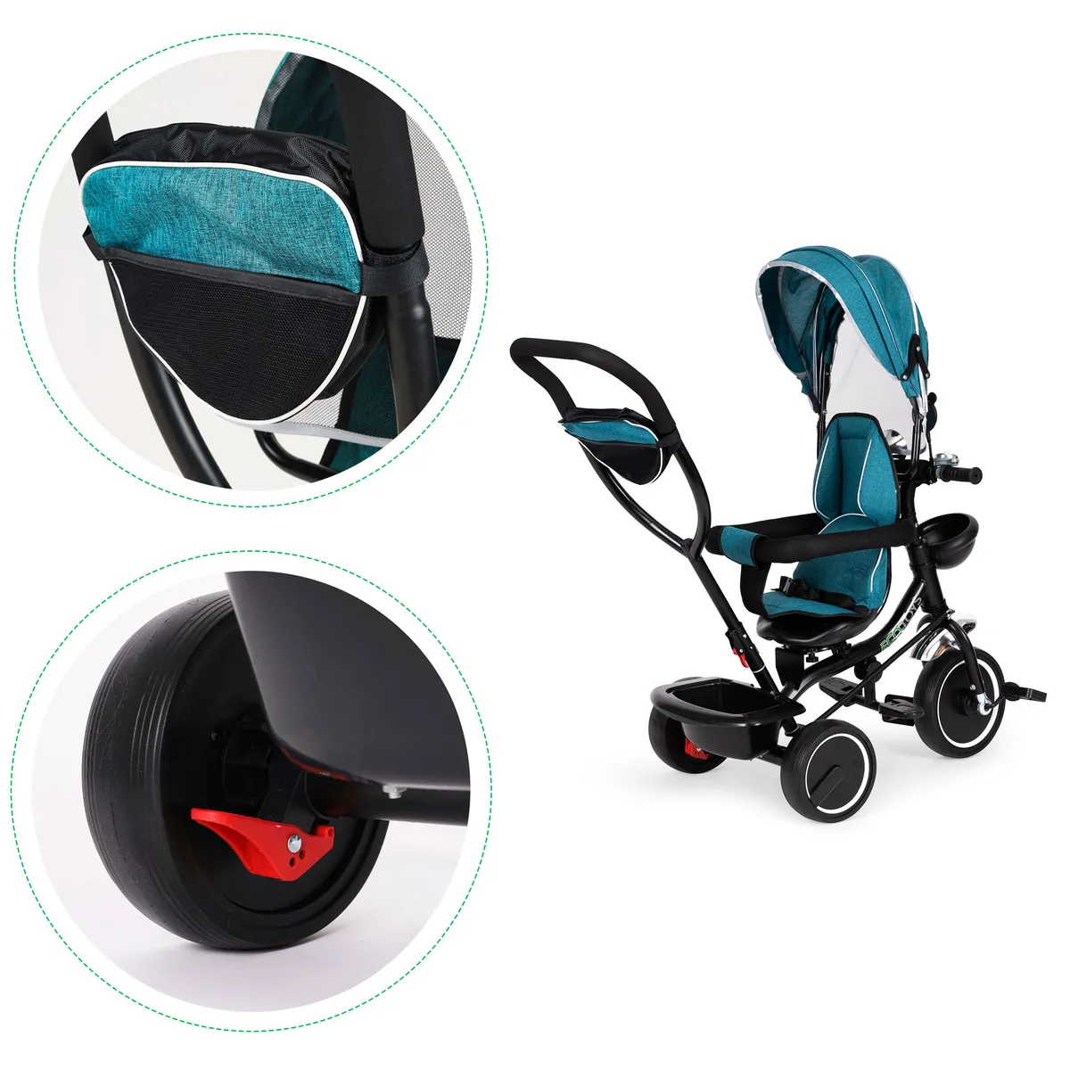 Háromkerekű tricikli, ECOTOYS JM-066-9, kék – 4. kép