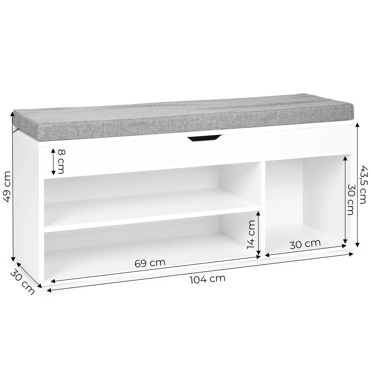 Cipőtároló pad, ModernHome WYJ-249, 104 x 49 x 30,5 cm – 4. kép