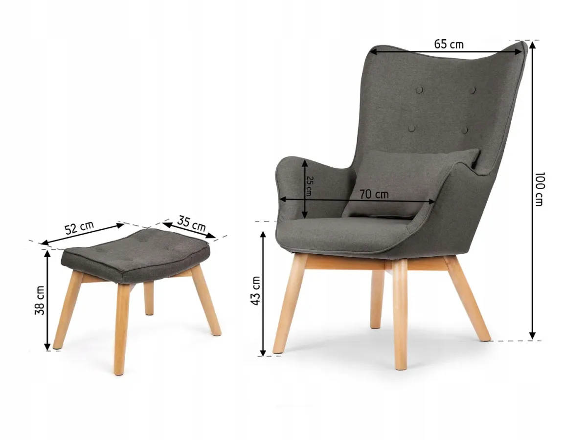 Lábtartós fotel, Sofotel Norse, szürke – 5. kép