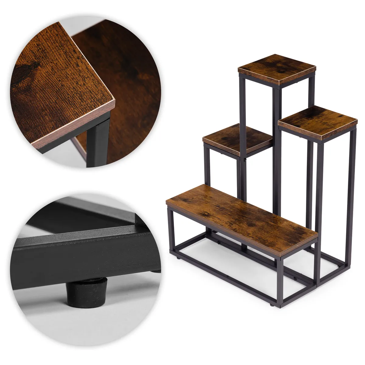 Virágtartó állvány, ModernHome ME-ATS19, fekete – 3. kép Virágtartó állvány, ModernHome ME-ATS19, fekete – 3. kép