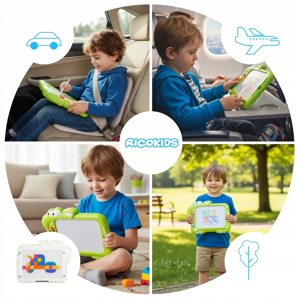 Mágneses rajztábla, Ricokids RK-823, zöld – 6. kép