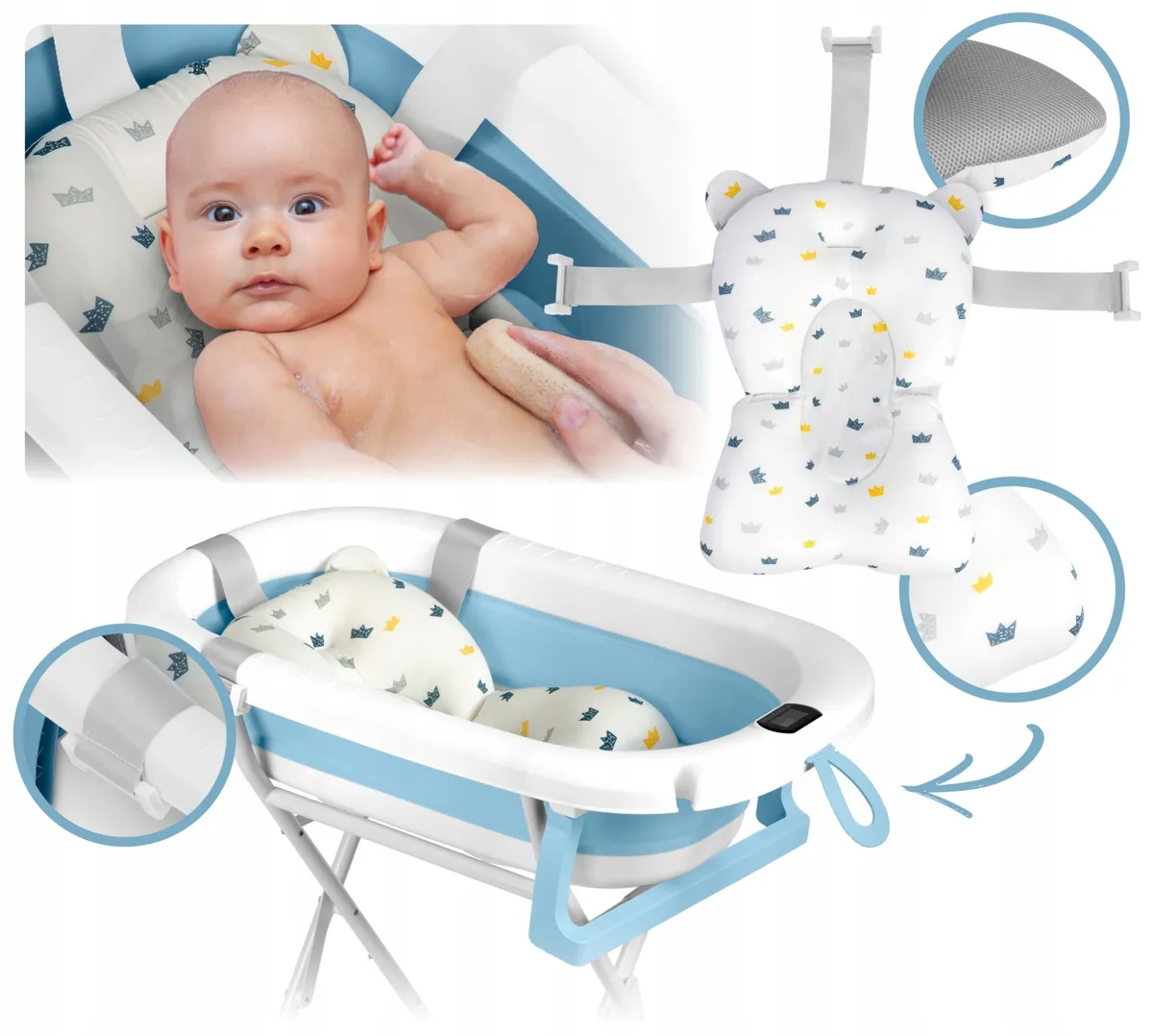 Utazó gyerekkád, Ricokids RK-287, fehér/kék – 2. kép Utazó gyerekkád, Ricokids RK-287, fehér/kék – 2. kép