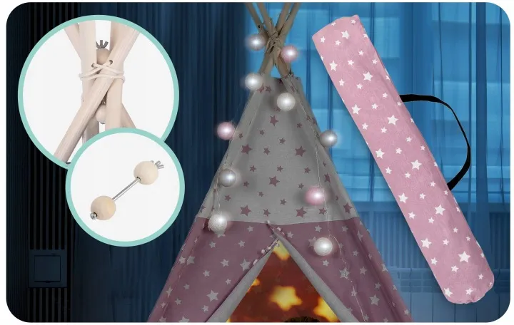 Gyereksátor, Nukido Tipi, fényfüzérrel – 6. kép Gyereksátor, Nukido Tipi, fényfüzérrel – 6. kép