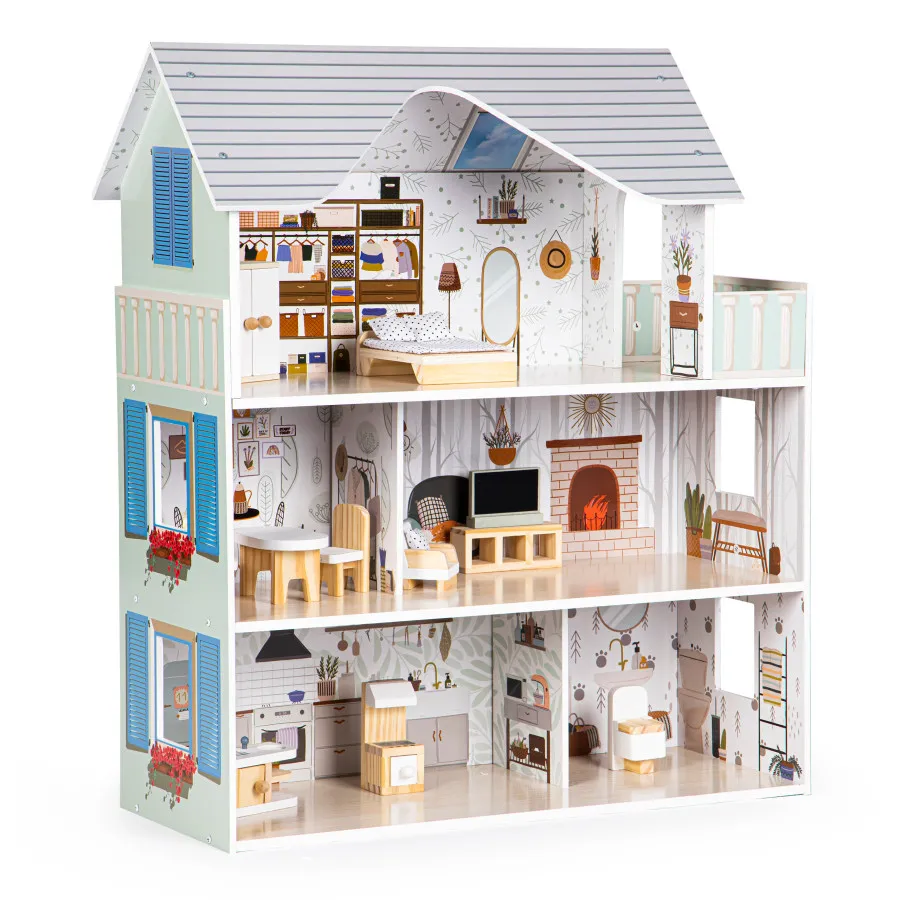 Fa babaház, ECOTOYS 8301, Emma rezidencia – 3. kép Babaház berendezése