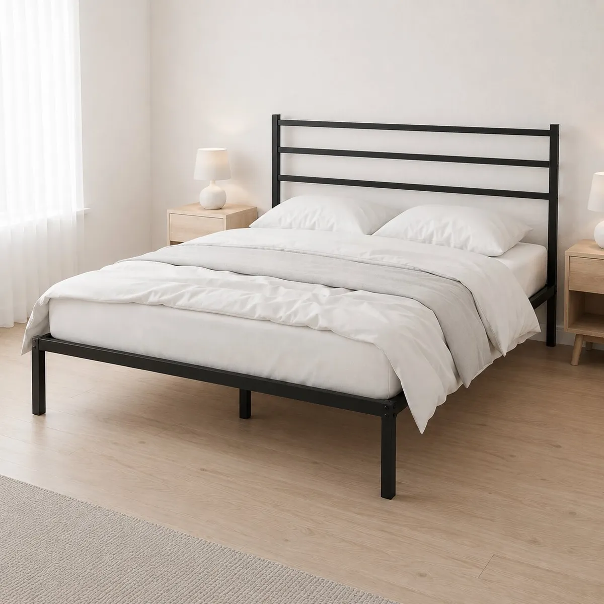 Fém ágykeret, ModernHome GIC-BFWB02, 135 x 190 cm – 2. kép