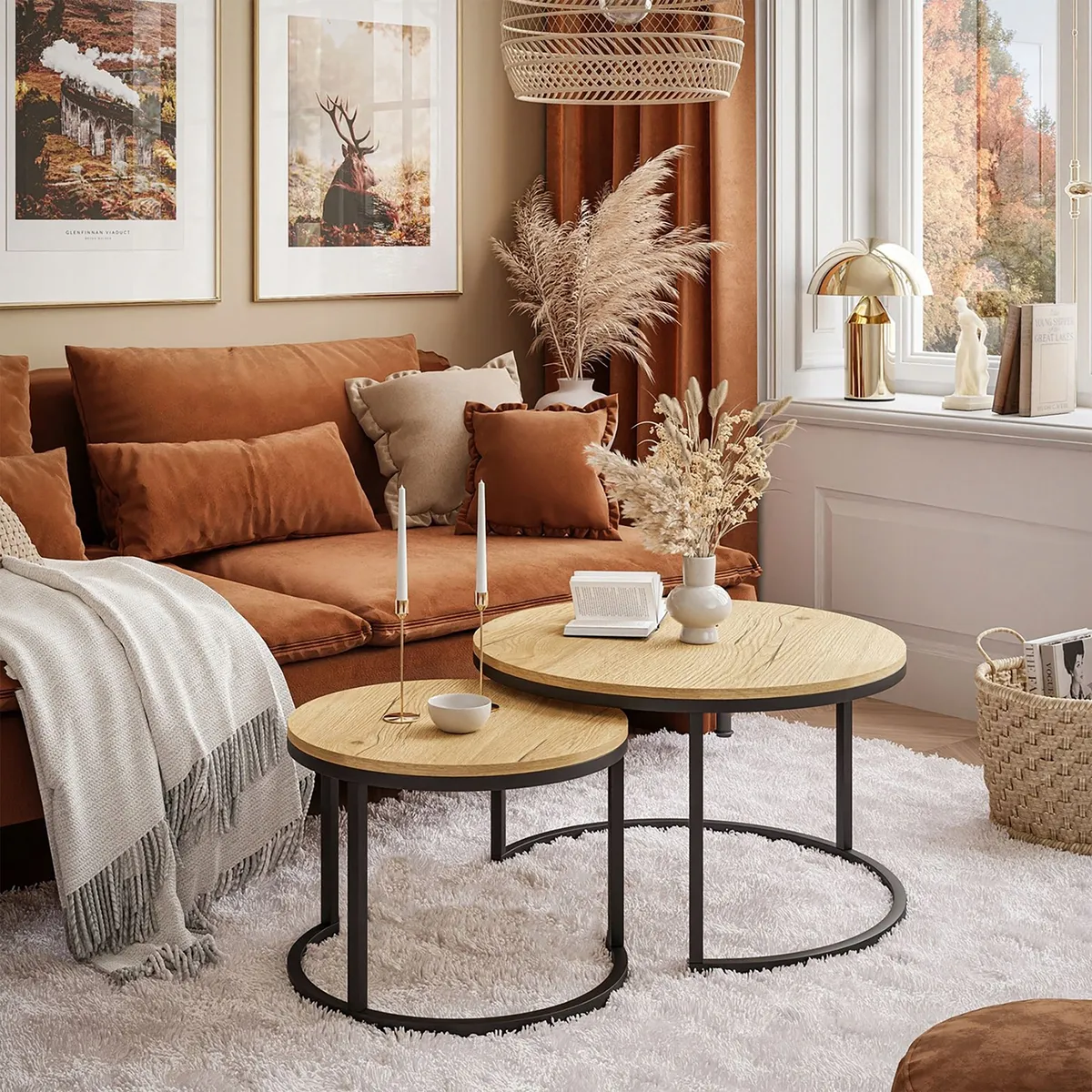 Dohányzóasztal szett, ModernHome PJJCT0111, átmérő 60 és 40 cm – 2. kép Dohányzóasztal szett, ModernHome PJJCT0111, átmérő 60 és 40 cm – 2. kép