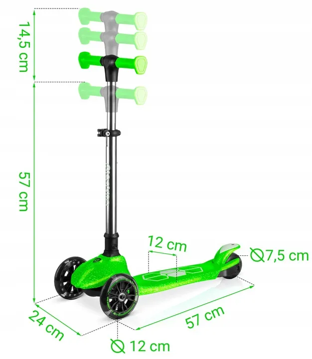 Háromkerekű roller, Ricokids Jelly, zöld – 11. kép