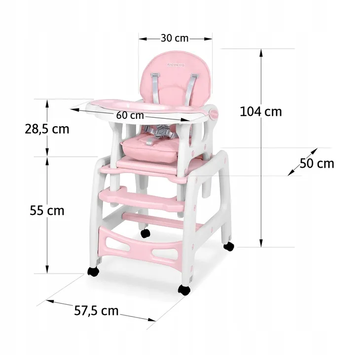 Etetőszék, Ricokids Sinco, rózsaszín – 8. kép