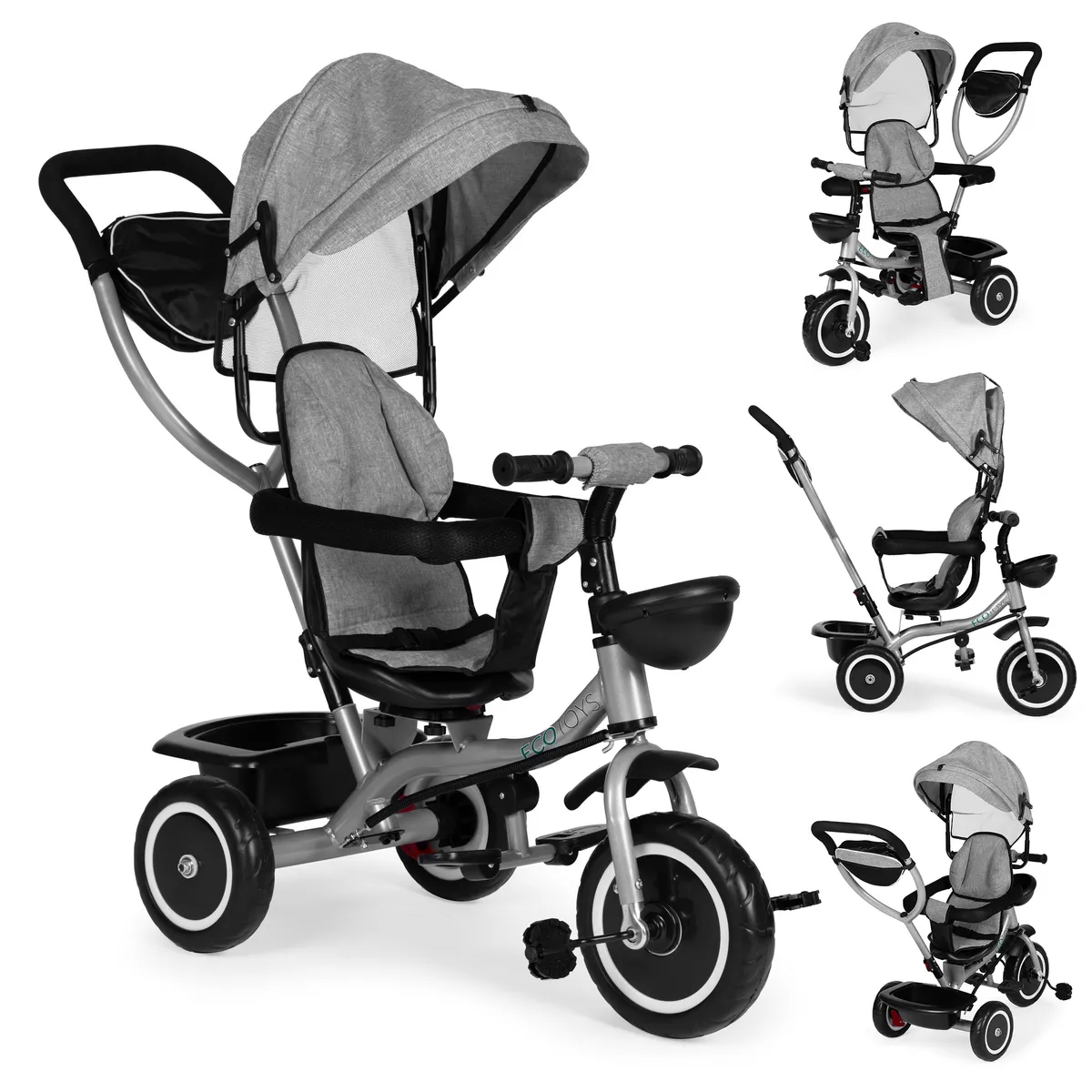 Háromkerekű tricikli, ECOTOYS WQL-066-52, szürke – 1. kép Háromkerekű tricikli, ECOTOYS WQL-066-52, szürke – 1. kép