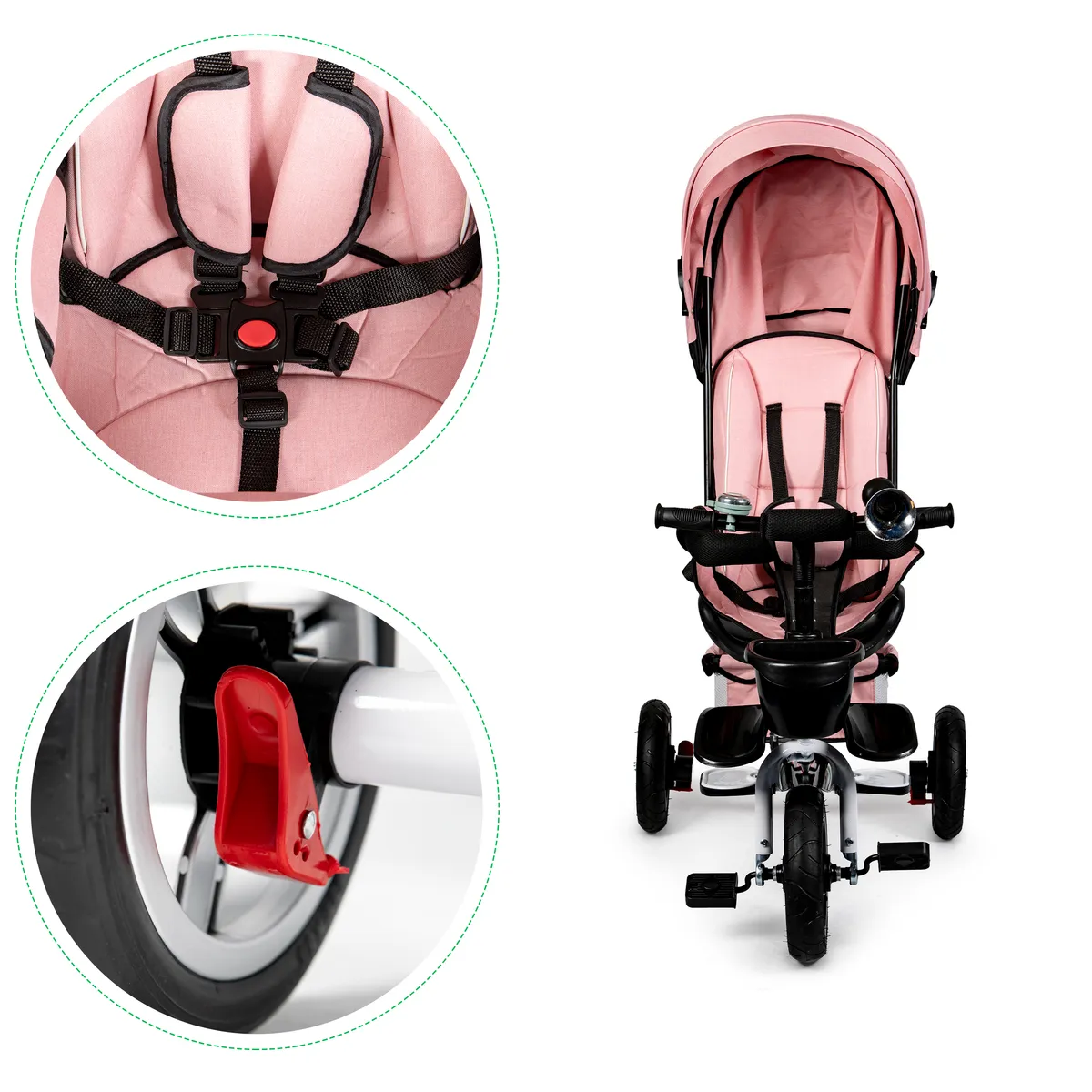 Háromkerekű tricikli, ECOTOYS JM-068-17, rózsaszín – 7. kép