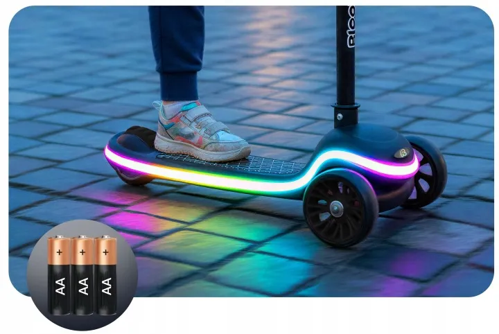 Háromkerekű roller, Ricokids Leddi, fekete – 7. kép