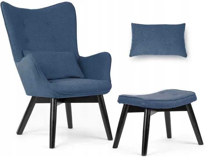 Lábtartós fotel, Sofotel Norse, kék/fekete – 1. kép