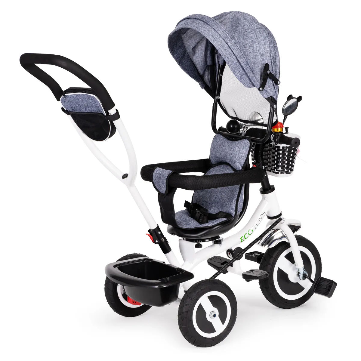 Háromkerekű tricikli, ECOTOYS JM-066-9L, szürke – 5. kép