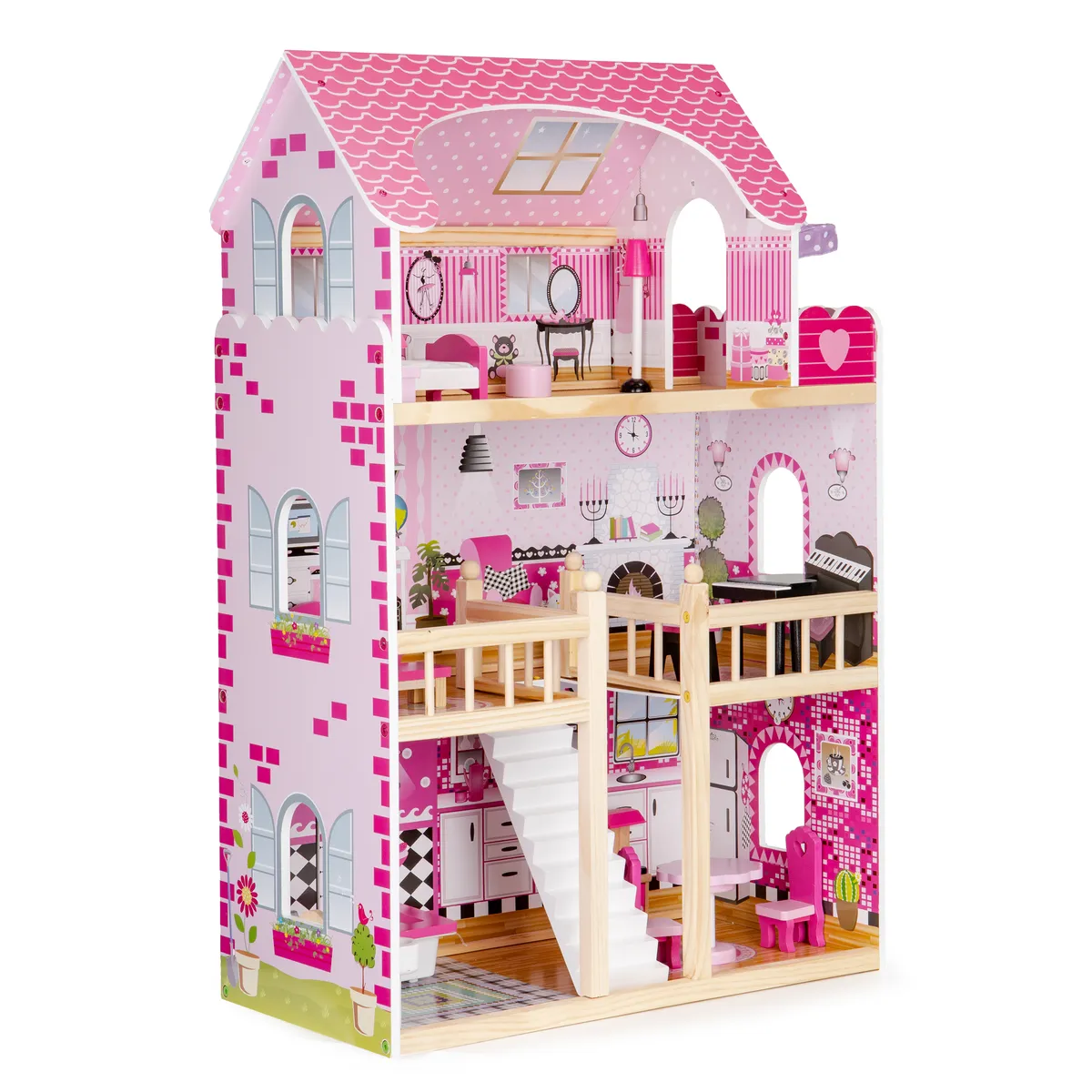 Fa babaház, ECOTOYS ECO06391, 59 x 30 x 90 cm – 2. kép