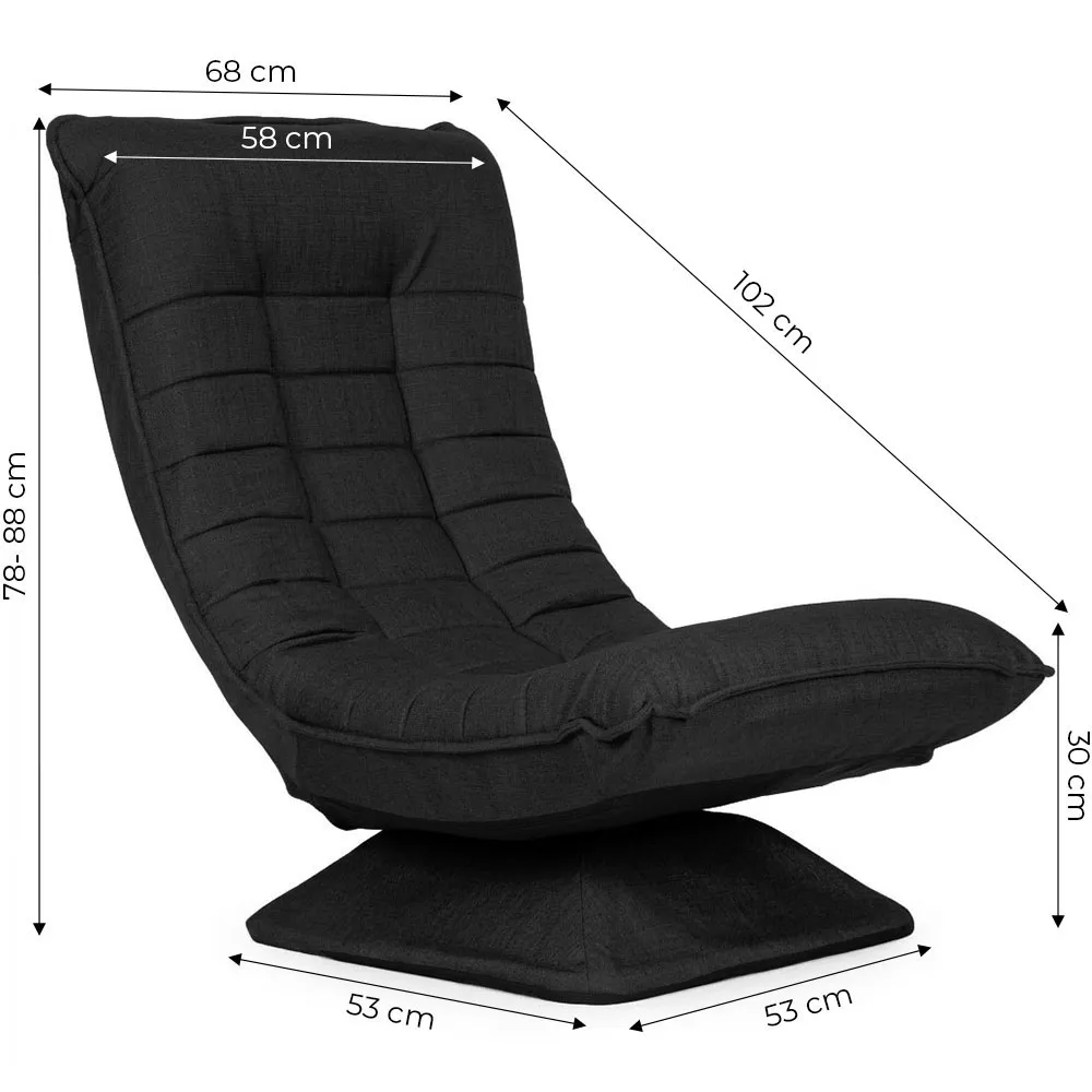 Pihenőfotel, ModernHome TH-CL-3, fekete – 5. kép