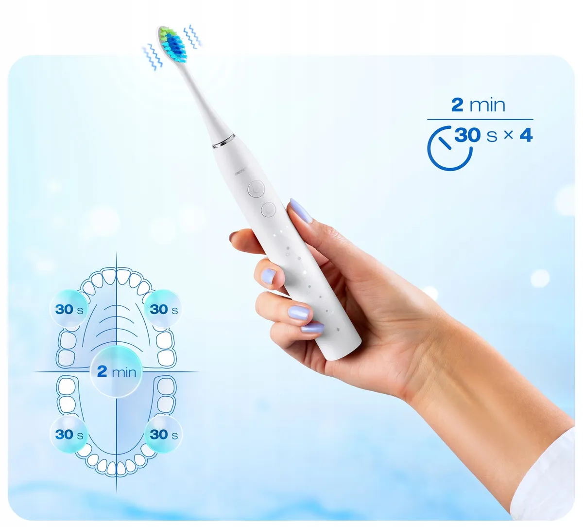 Szónikus elektromos fogkefe, Berdsen Galaxy, fehér – 8. kép Szónikus elektromos fogkefe, Berdsen Galaxy, fehér – 8. kép