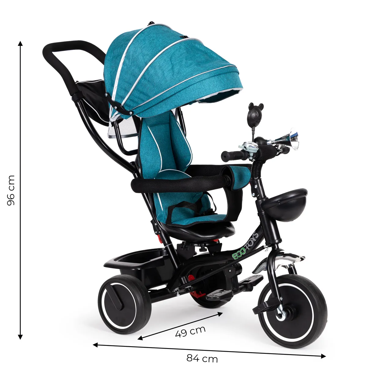 Háromkerekű tricikli, ECOTOYS JM-066-9, kék – 8. kép