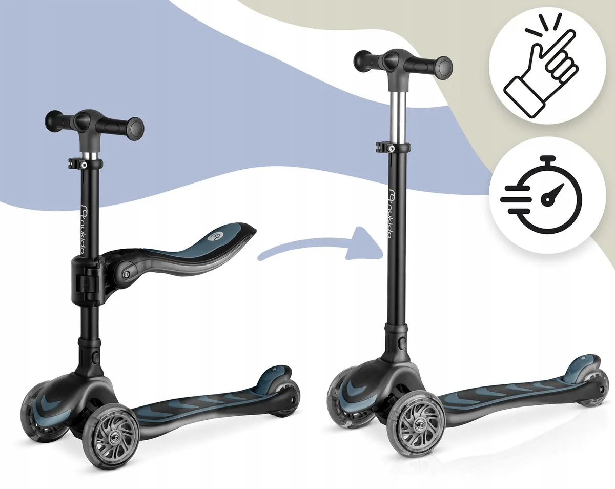Háromkerekű roller, Nukido Flippo, fekete – 2. kép