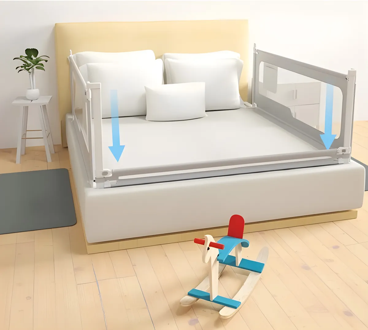 Leesésgátló ágykorlát, ECOTOYS SG-030C-GY, szürke/fehér – 6. kép Leesésgátló ágykorlát, ECOTOYS SG-030C-GY, szürke/fehér – 6. kép