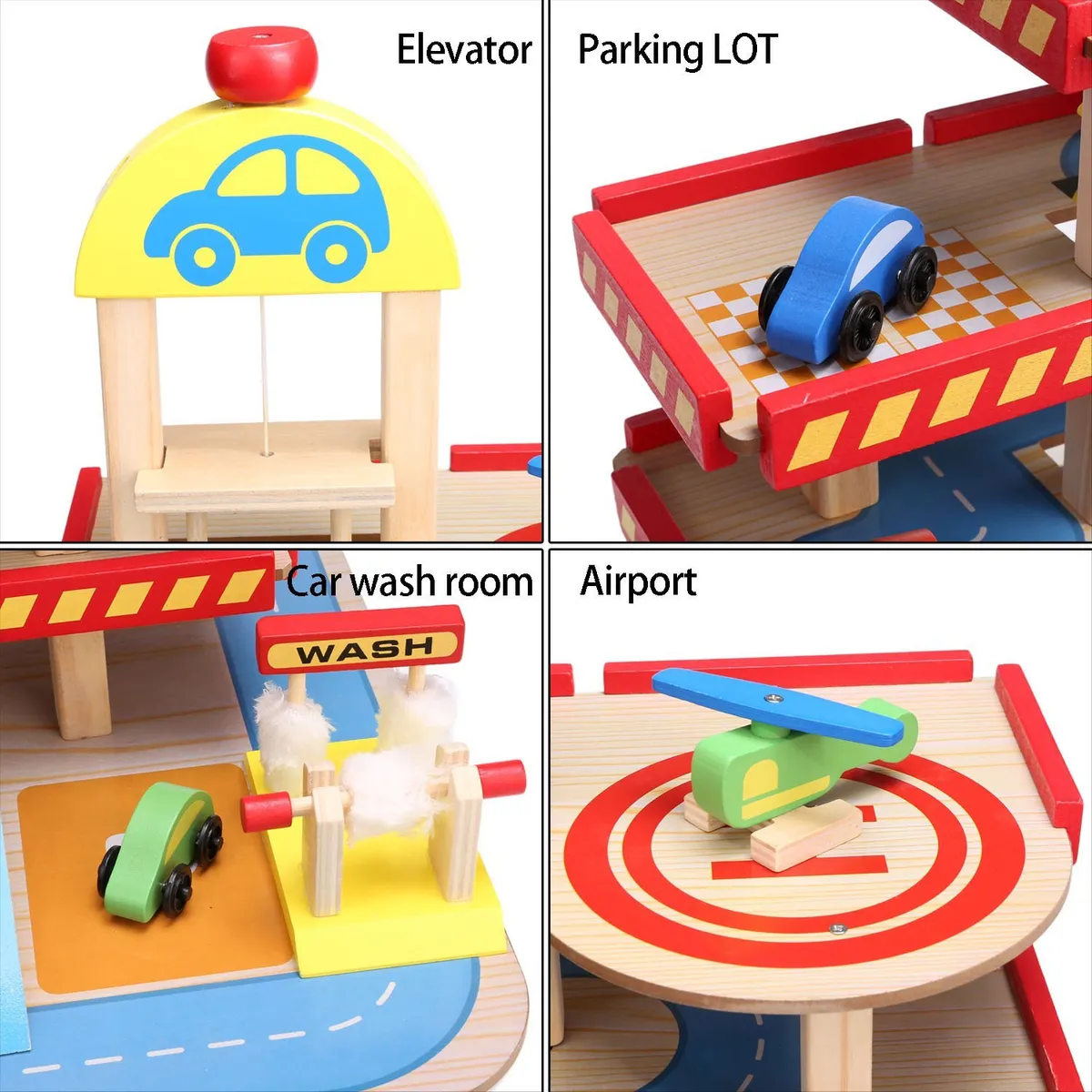 Játék parkolóház, ECOTOYS HM013290, fa – 3. kép