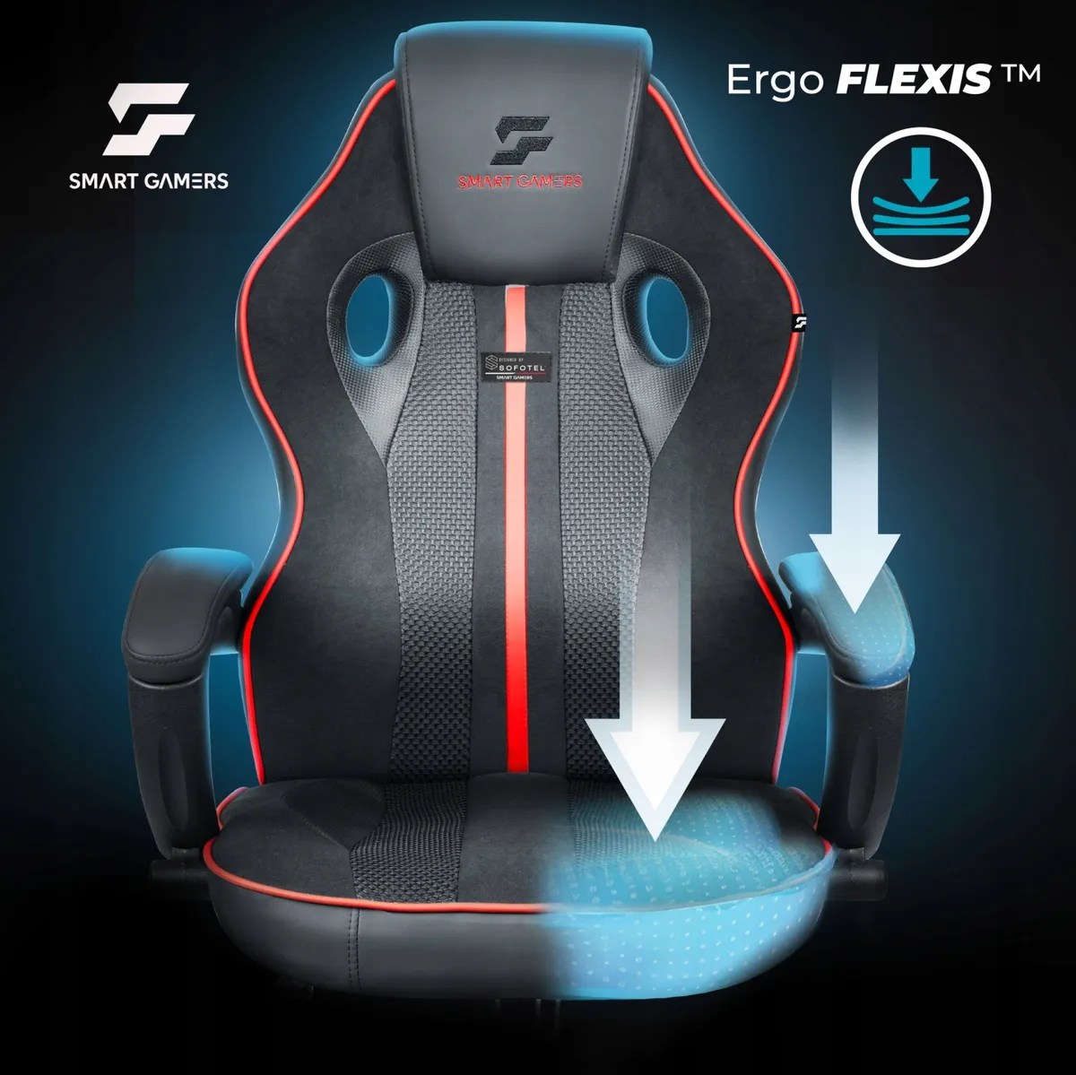 Gamer szék, Sofotel Master, fekete/piros – 7. kép