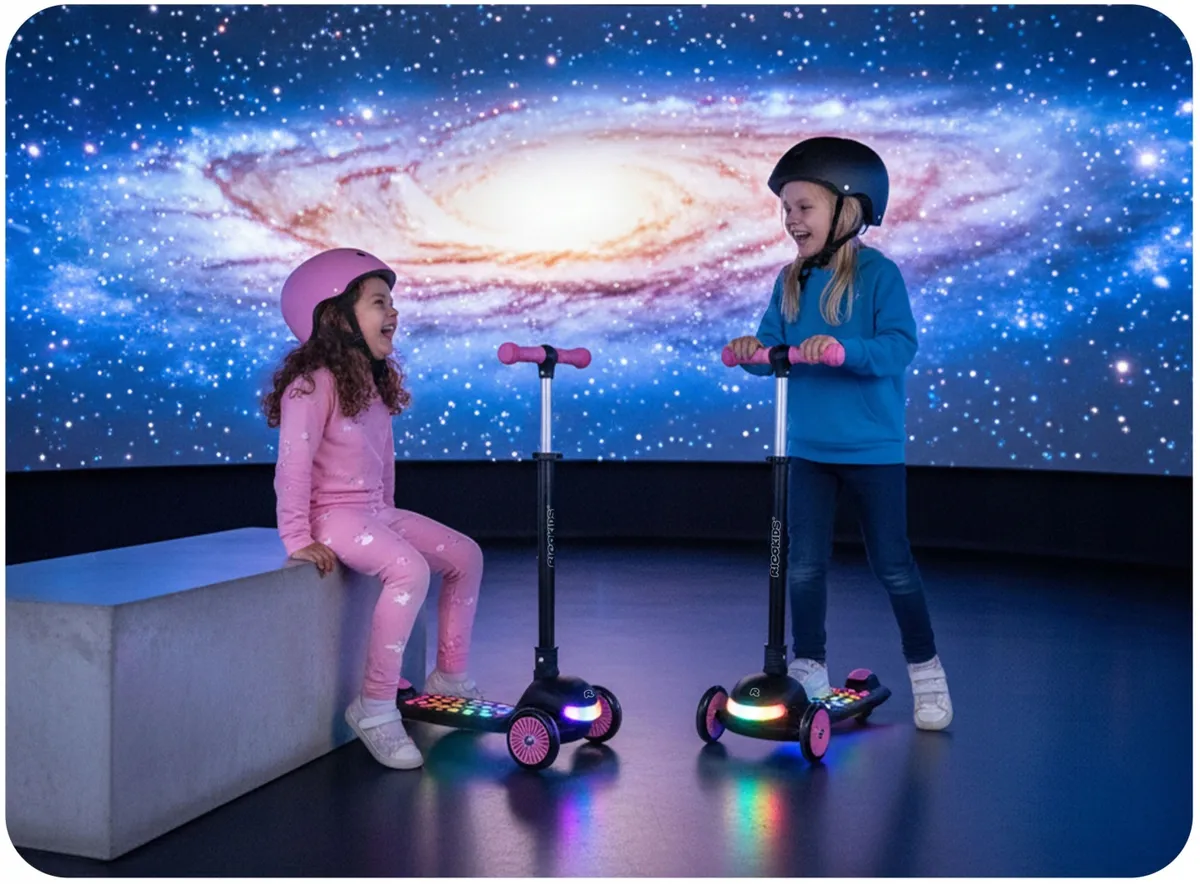 Háromkerekű roller, Ricokids Glowi, fekete/rózsaszín – 3. kép