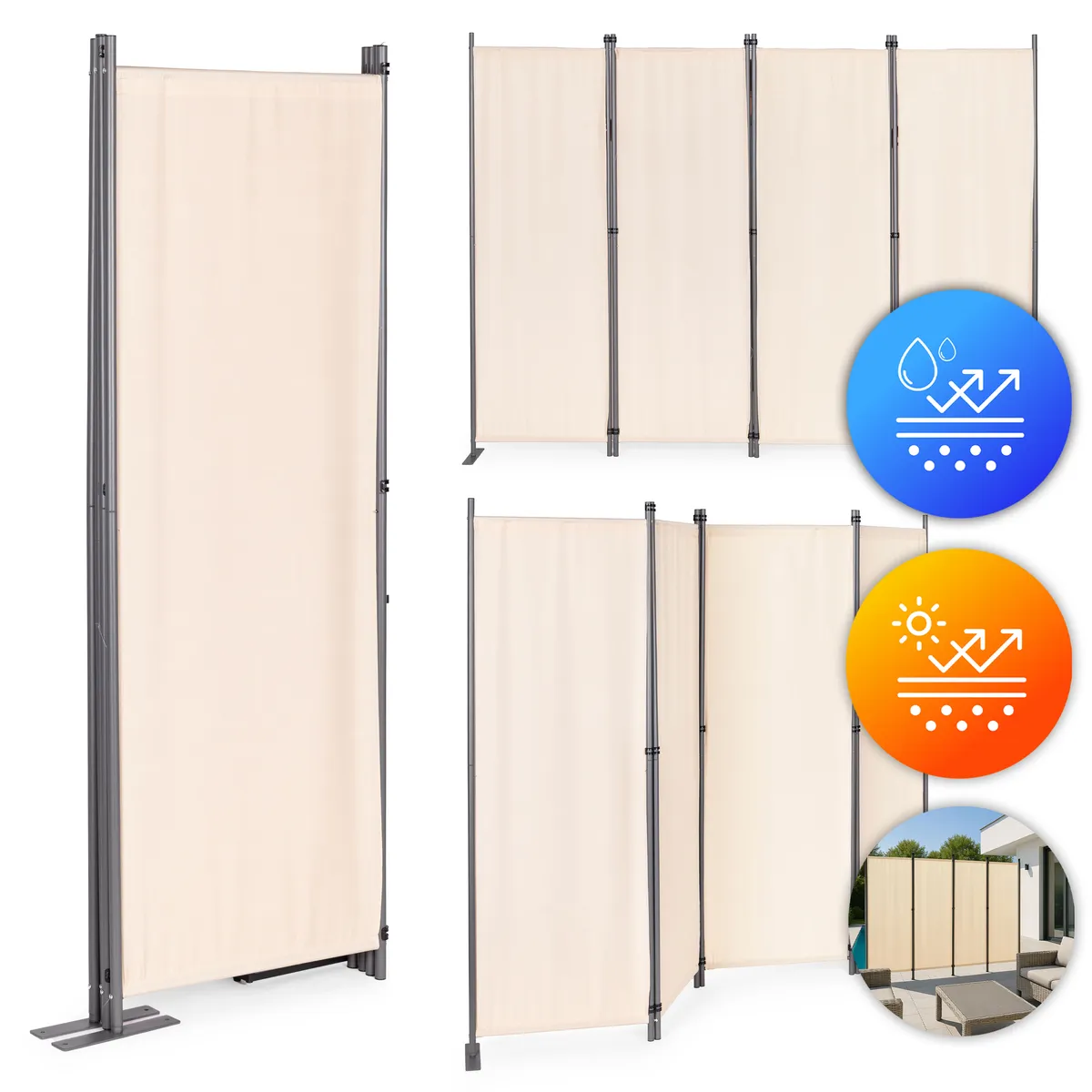 Térelválasztó paraván, MultiGarden AW-022/4TLG, bézs – 1. kép