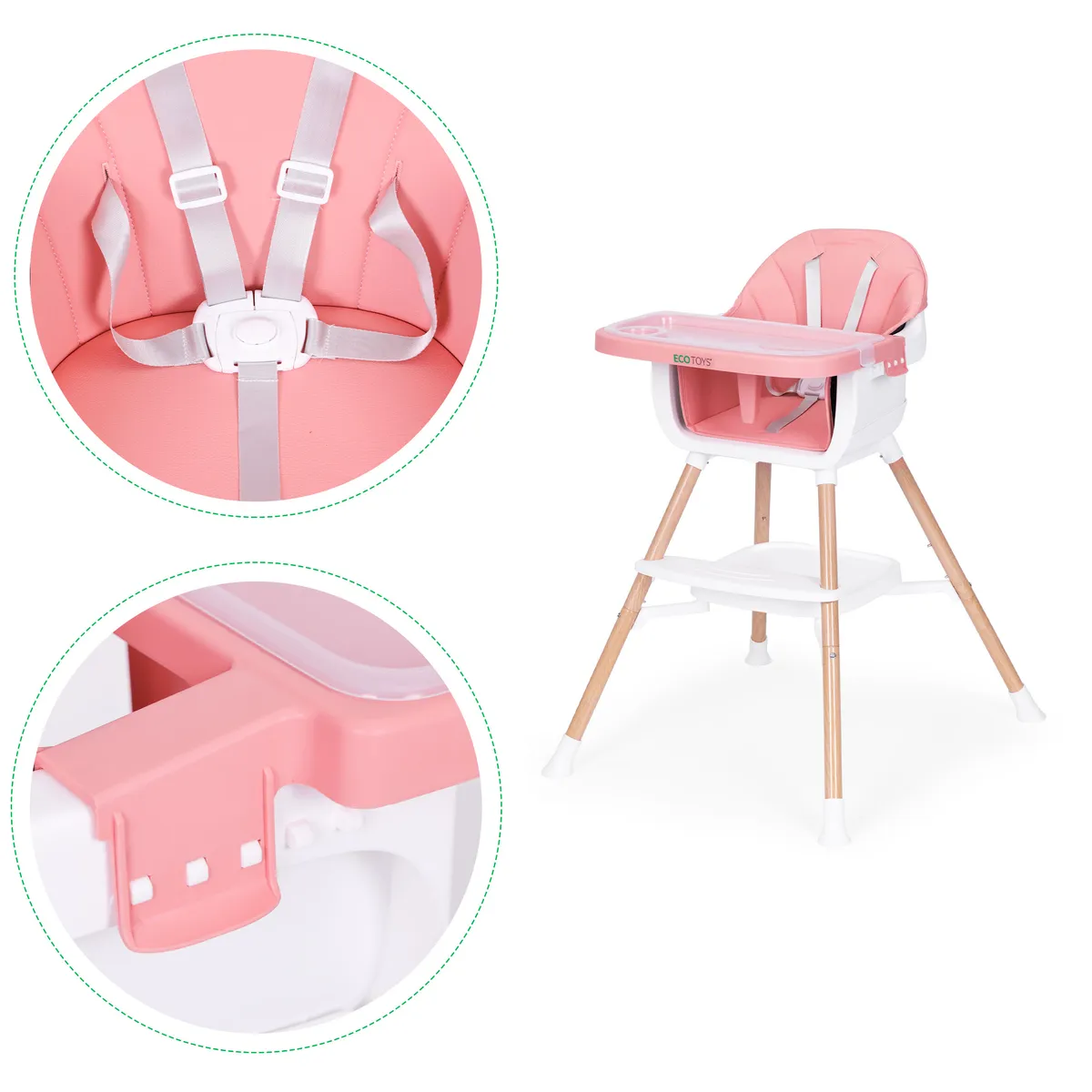 Etetőszék, ECOTOYS HC508, rózsaszín – 3. kép