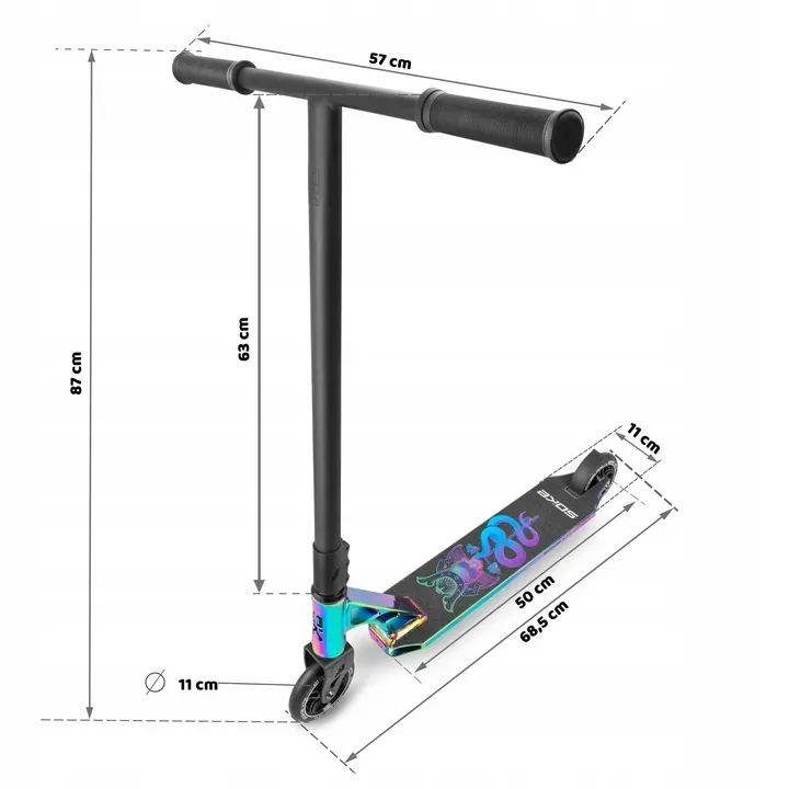 Kaszkadőr roller, SOKE XTR Street Rainbow, fekete – 8. kép