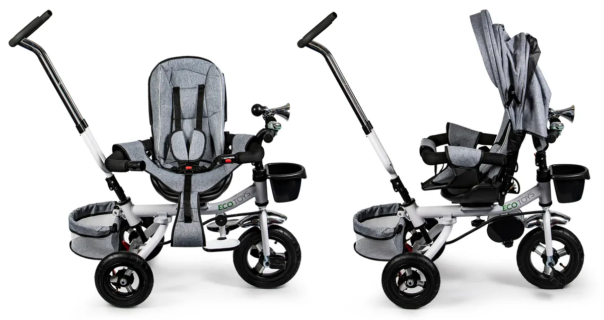 Háromkerekű tricikli, ECOTOYS JM-068-17, szürke – 5. kép Háromkerekű tricikli, ECOTOYS JM-068-17, szürke – 5. kép