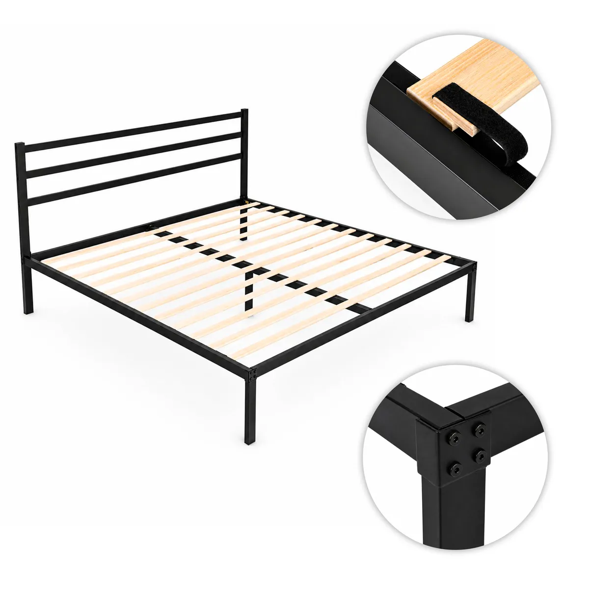Fém ágykeret, ModernHome GIC-BFWB02, 135 x 190 cm – 3. kép