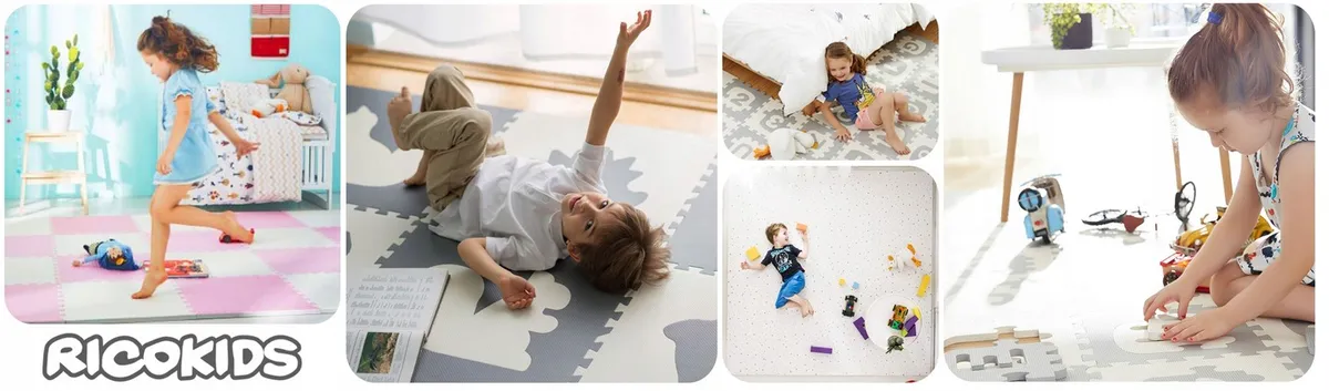 Játszószőnyeg, Ricokids 738232, fehér/szürke/türkiz – 1. kép