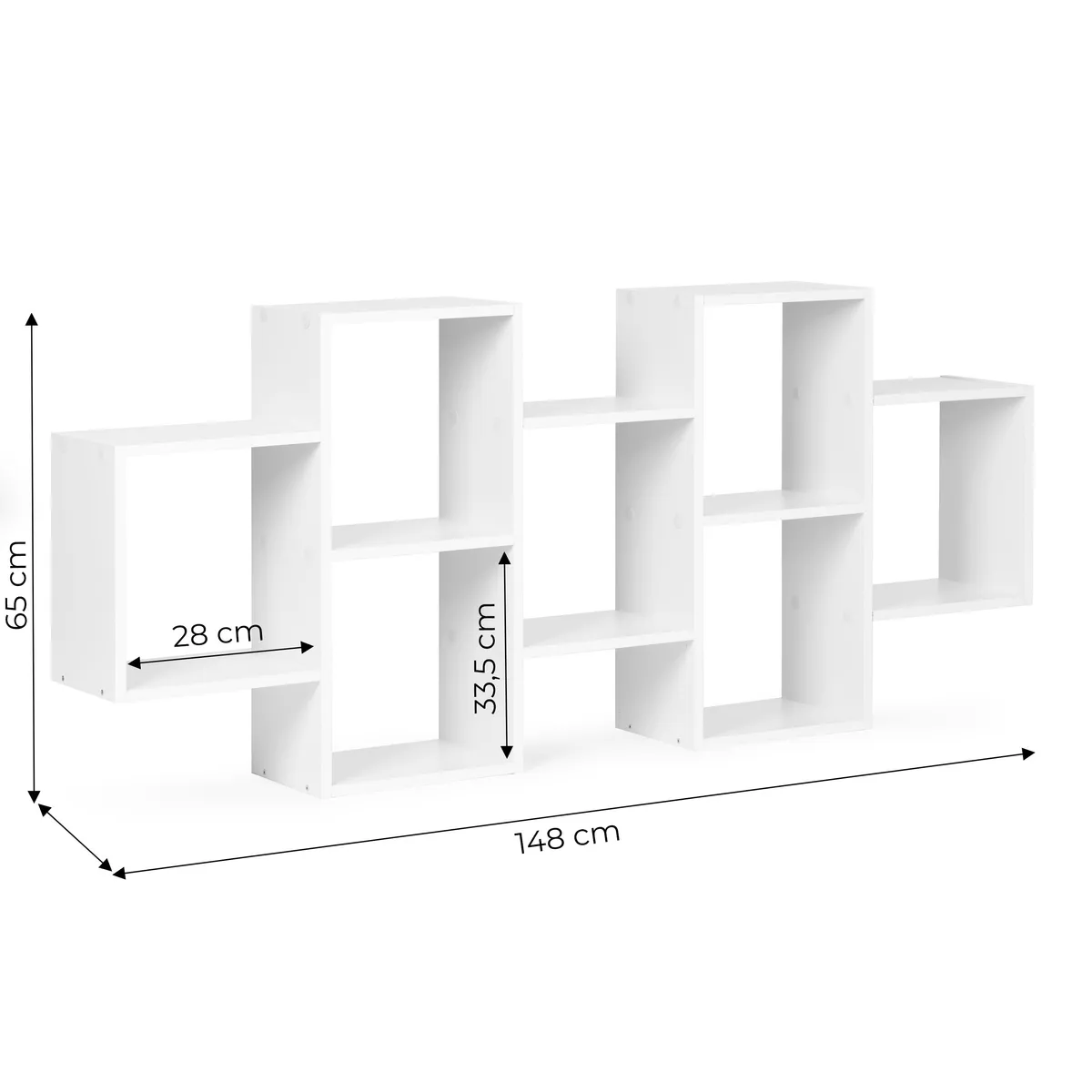 Könyvespolc, ModernHome CH230818-WT, fehér – 6. kép A polc méretei