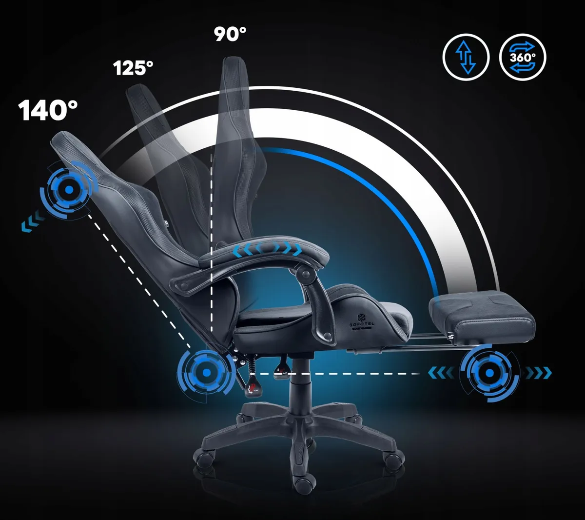 Gamer szék, Sofotel Lokar, fekete – 5. kép Soft SWING mechanizmus