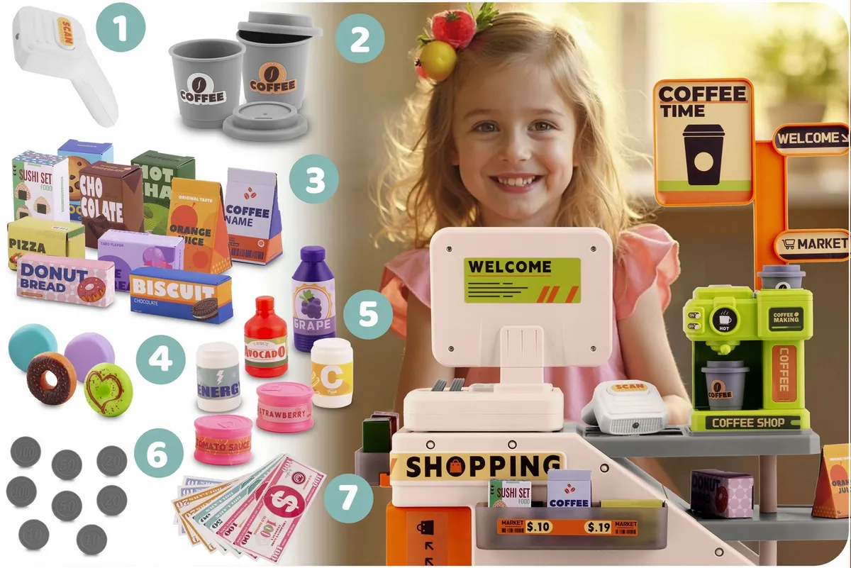 Játék pénztárgép, Ricokids RK-822, interaktív – 5. kép Játék pénztárgép, Ricokids RK-822, interaktív – 5. kép