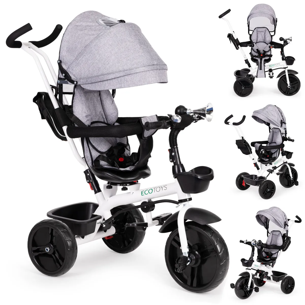 Háromkerekű tricikli, ECOTOYS JM-322, szürke – 1. kép Háromkerekű tricikli, ECOTOYS JM-322, szürke – 1. kép