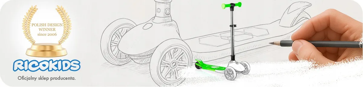 Háromkerekű roller, Ricokids Jelly, zöld – 1. kép