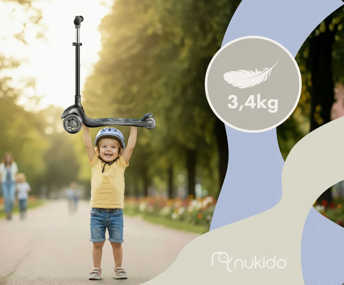 Háromkerekű roller, Nukido Flippo, fekete – 5. kép